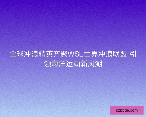 全球冲浪精英齐聚WSL世界冲浪联盟 引领海洋运动新风潮