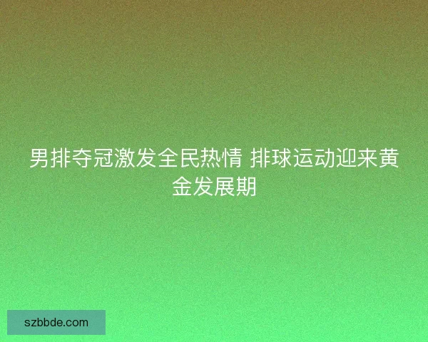 男排夺冠激发全民热情 排球运动迎来黄金发展期